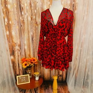 GORGEOUS sheer red leopard/cheetah print dress